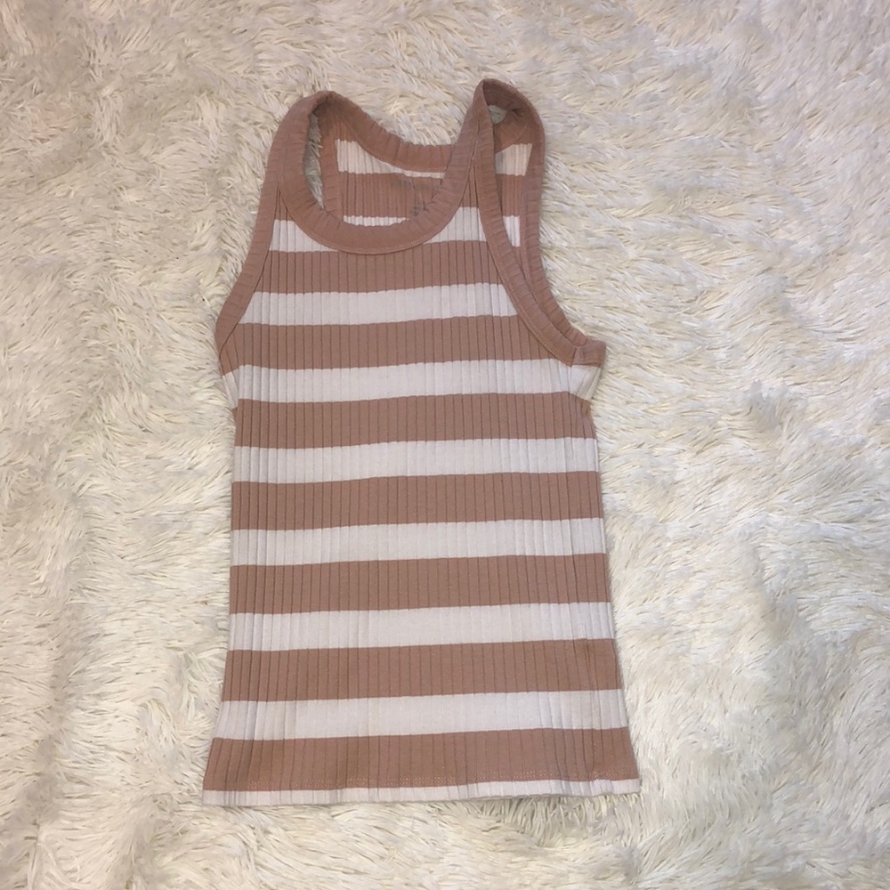 American Eagle size S light pink/white stripe tank